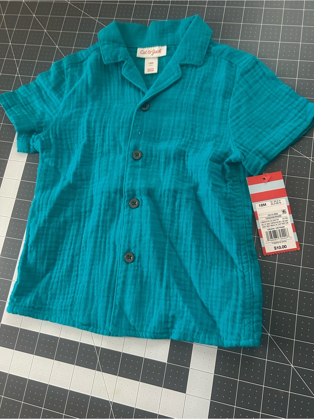 Cat & Jack Teal Camp Collar Button-Up Shirt